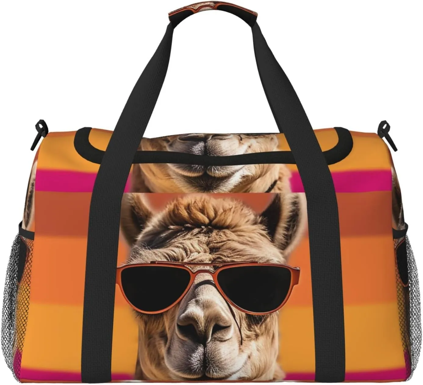 Travel Duffel Bag Lightweight Waterproof Carry On Tote Bag Foldable Weekender Overnight Bags Camel Wearing Sunglasses Sport Gym Bag For Women Men