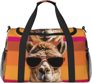 Travel Duffel Bag Lightweight Waterproof Carry On Tote Bag Foldable Weekender Overnight Bags Camel Wearing Sunglasses Sport Gym Bag For Women Men