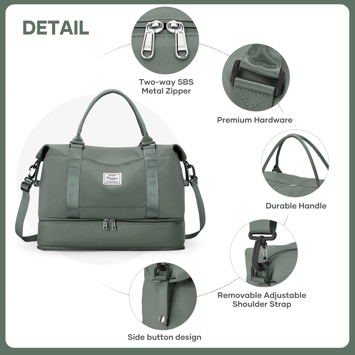 Travel Duffel Bag, Sports Tote Gym Bag, Shoulder Weekender Overnight Bag for Women