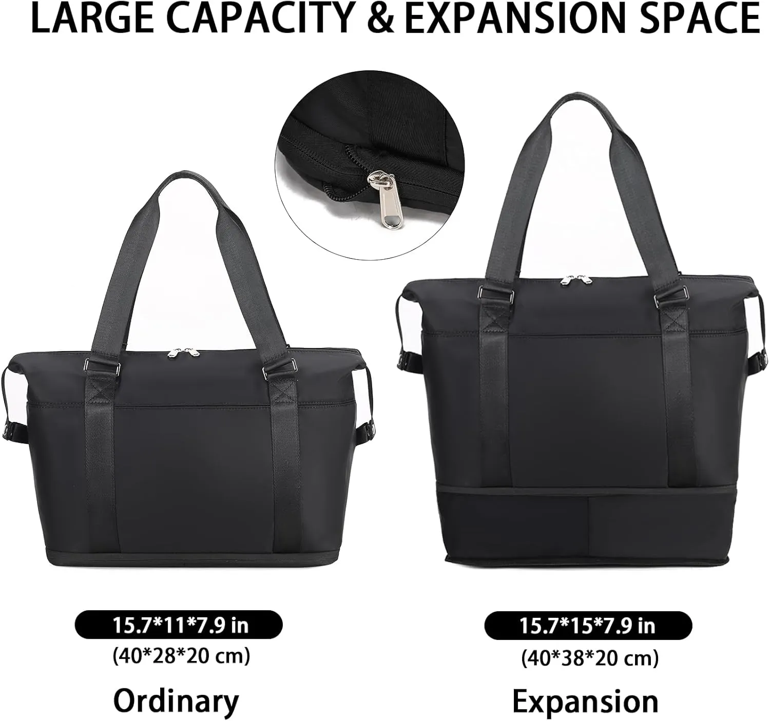 Travel Duffel Bag, Weekender Overnight Carry On Tote Bag for Women Men, Travel Essentials Sport Gym Bag(Black)