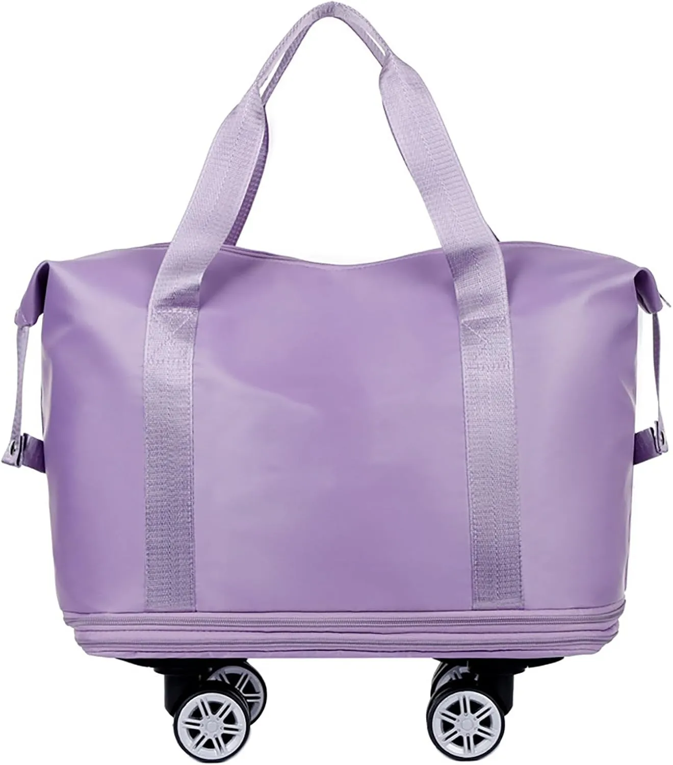 Travel Duffel Bag with Wheels, Expandable Foldable Rolling Luggage Bag with Detachable Wheels for Wome, Rolling Duffle Bag, Carry On, Large Weekend Bag Overnight Bag (Light Purple)