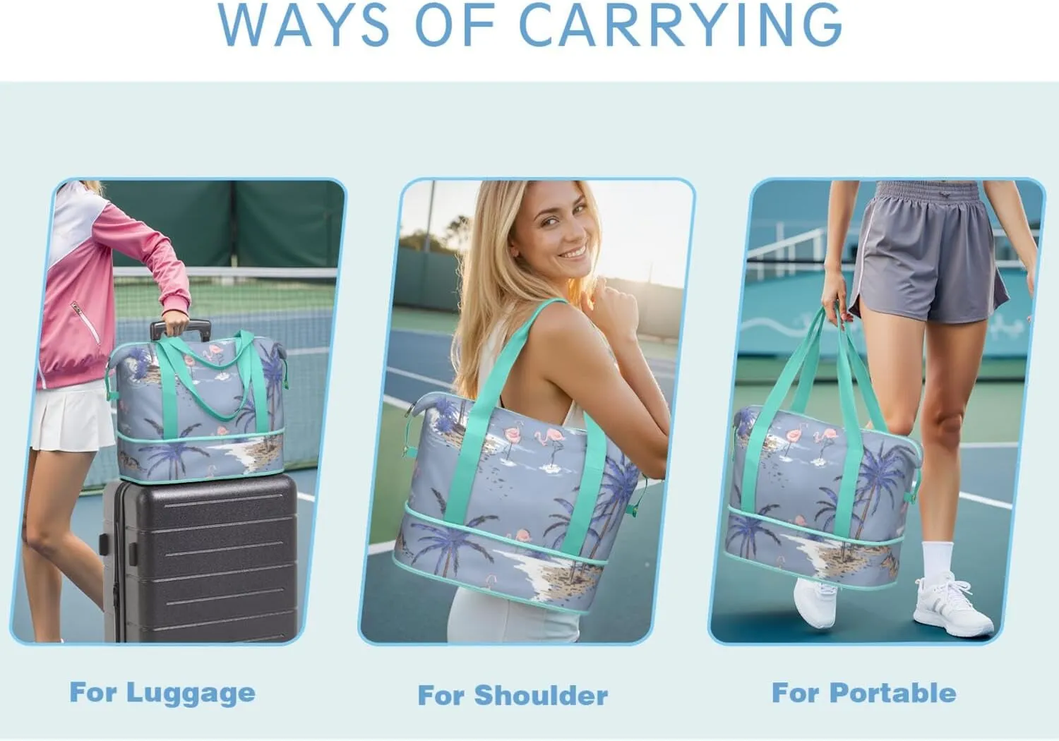 Travel Duffel Bag,Large Weekender Tote for Women,Gym Duffel Bag with Wet Pocket, Shoulder Weekender Overnight Bag for Women