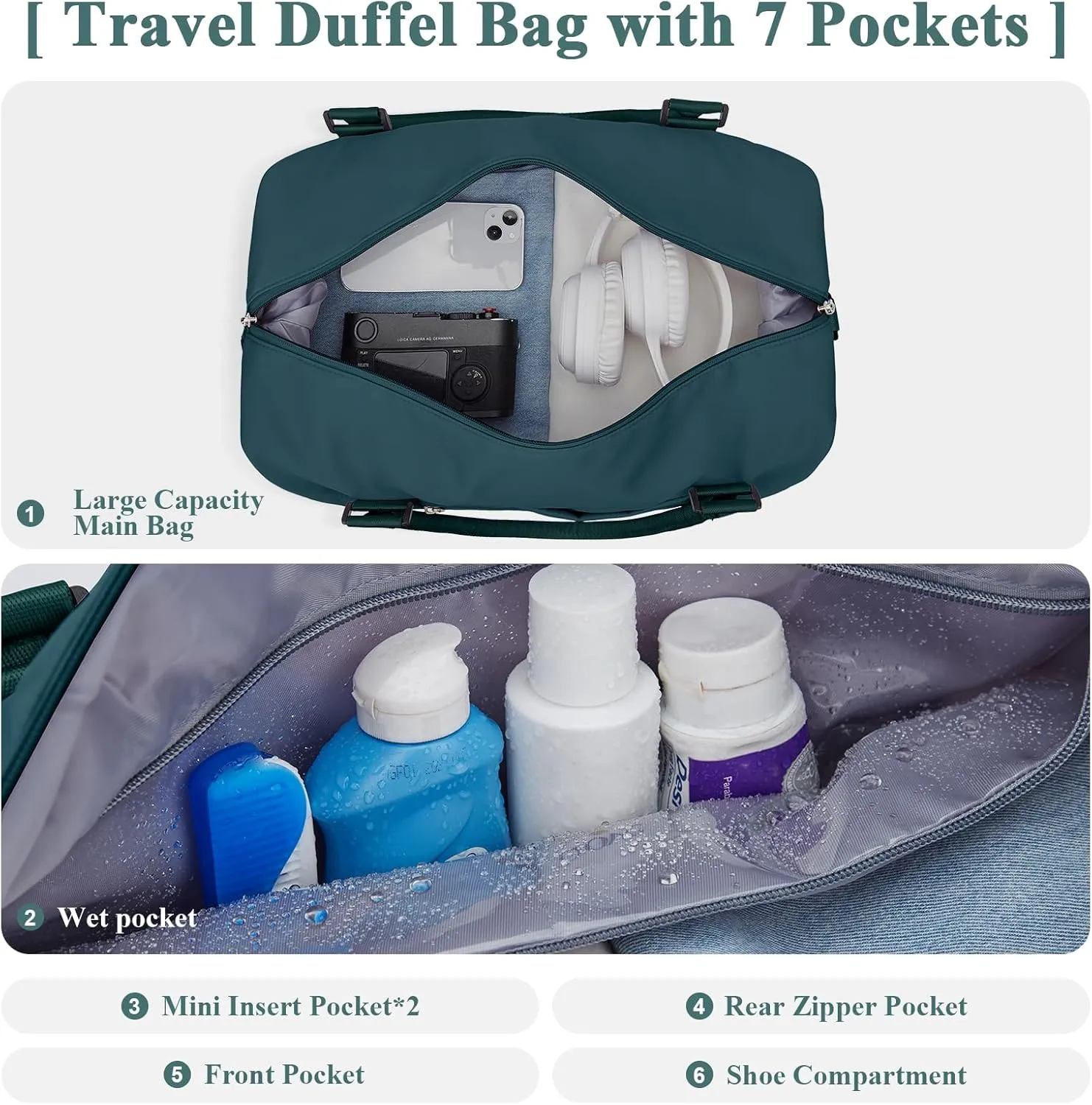Travel Duffel Bag,Sports Tote Gym Bag,Shoulder Weekender Overnight Bag for Women