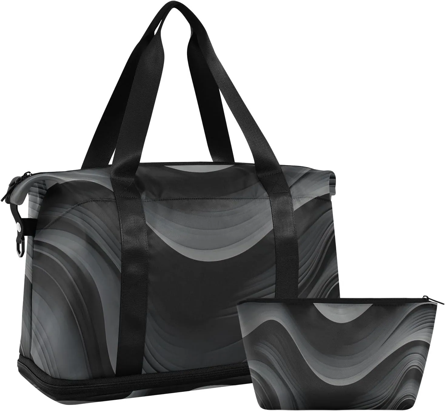 Travel Duffel Gym Sports Luggage Bag Expandable Large Capacity Black Sports Bag for Women and Men