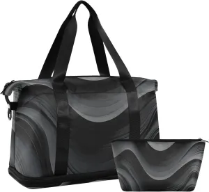 Travel Duffel Gym Sports Luggage Bag Expandable Large Capacity Black Sports Bag for Women and Men