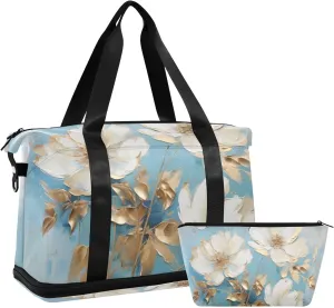 Travel Duffel Gym Sports Luggage Bag Expandable Large Capacity Daisy Painting Sports Bag for Women and Men