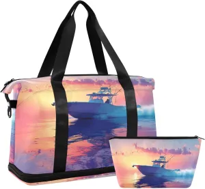 Travel Duffel Gym Sports Luggage Bag Expandable Large Capacity Fishing Boat Sports Bag for Women and Men