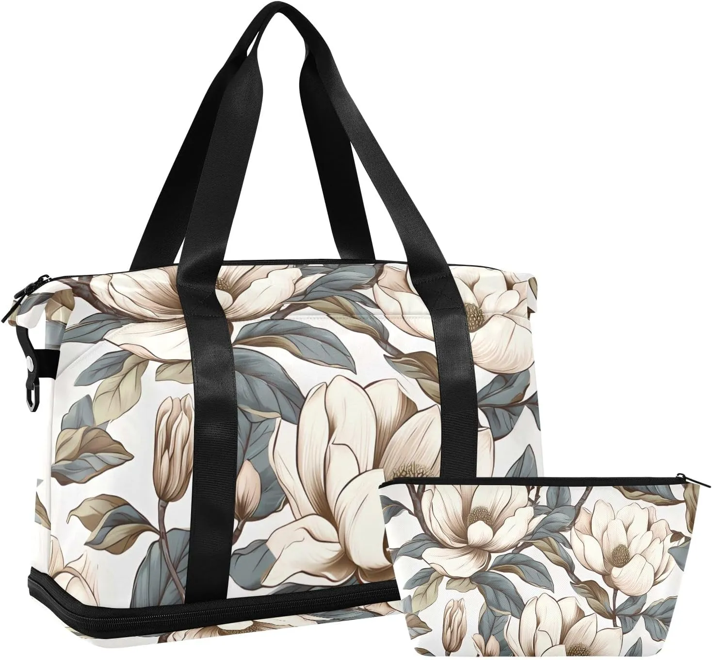 Travel Duffel Gym Sports Luggage Bag Expandable Large Capacity Mangnolia Flower Sports Bag for Women and Men
