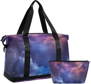 Travel Duffel Gym Sports Luggage Bag Expandable Large Capacity Nebula Cloud Sports Bag for Women and Men