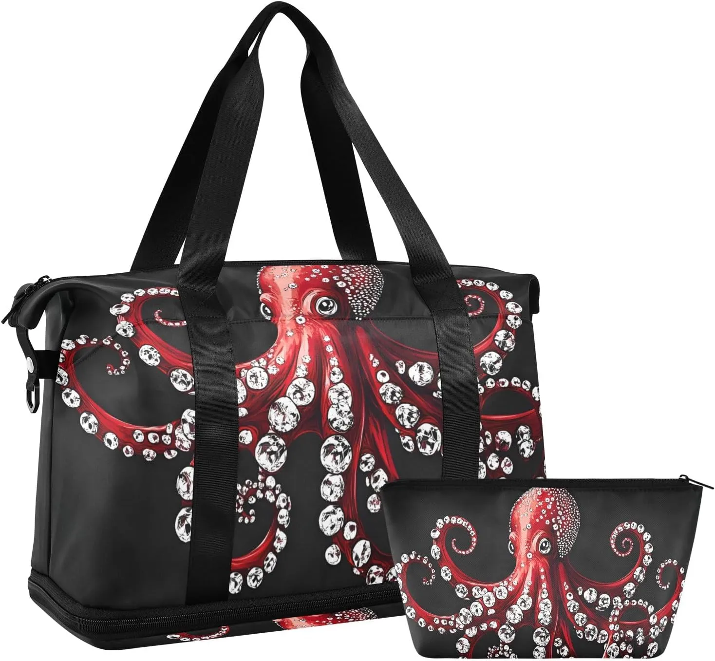 Travel Duffel Gym Sports Luggage Bag Expandable Large Capacity Red Octopus Tentacles 1 Sports Bag for Women and Men