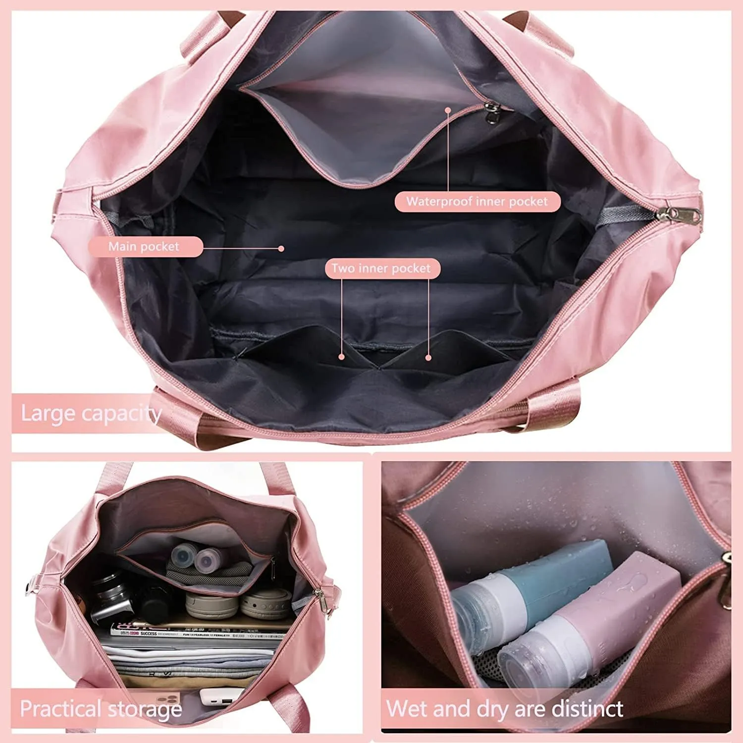 Travel Duffel Tote Bag,Travel Weekender Overnight Bags Women Carry On Bag Totes for Airplanes,Sports Gym Duffle with Trolley Sleeve