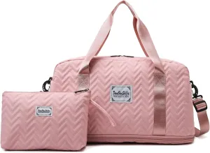 Travel Duffle Bag Weekender Bags for Women with Toiletry Bag Carry on Overnight Bag Gym Duffel Bag with Wet Pocket Hospital Bags for Labor and Delivery (pink)