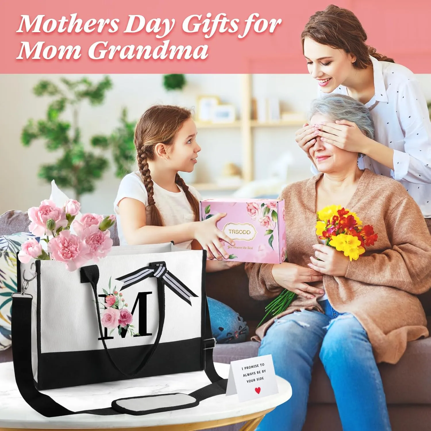 TRSODD Gigi Tote Bag for Women, Christmas & Mothers Day Gift with Makeup Bag & Inner Pocket