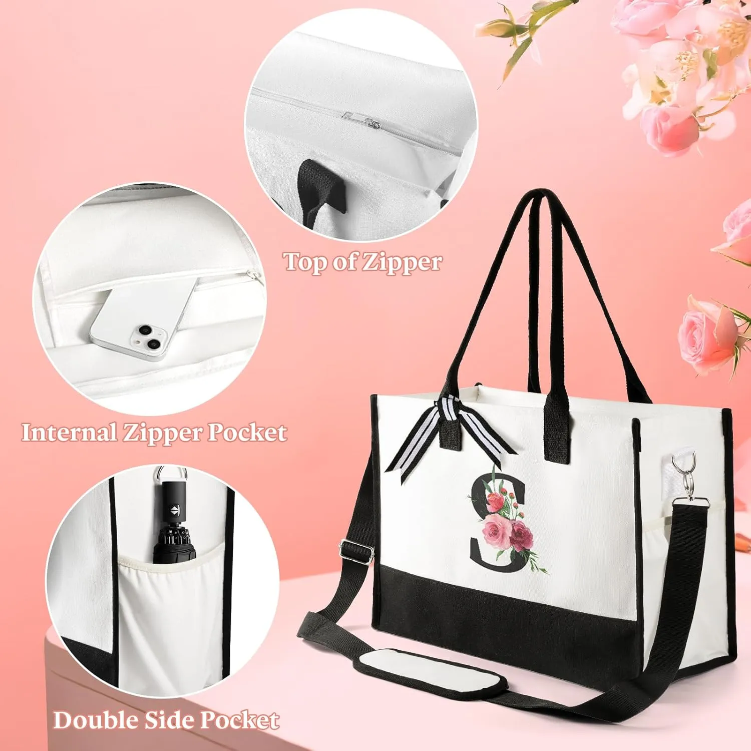 TRSODD Gigi Tote Bag for Women, Christmas & Mothers Day Gift with Makeup Bag & Inner Pocket