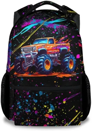Truck Backpack for Boys, 17 Inch Colorful Backpacks for Kindergarten, Durable Bookbag for Teens