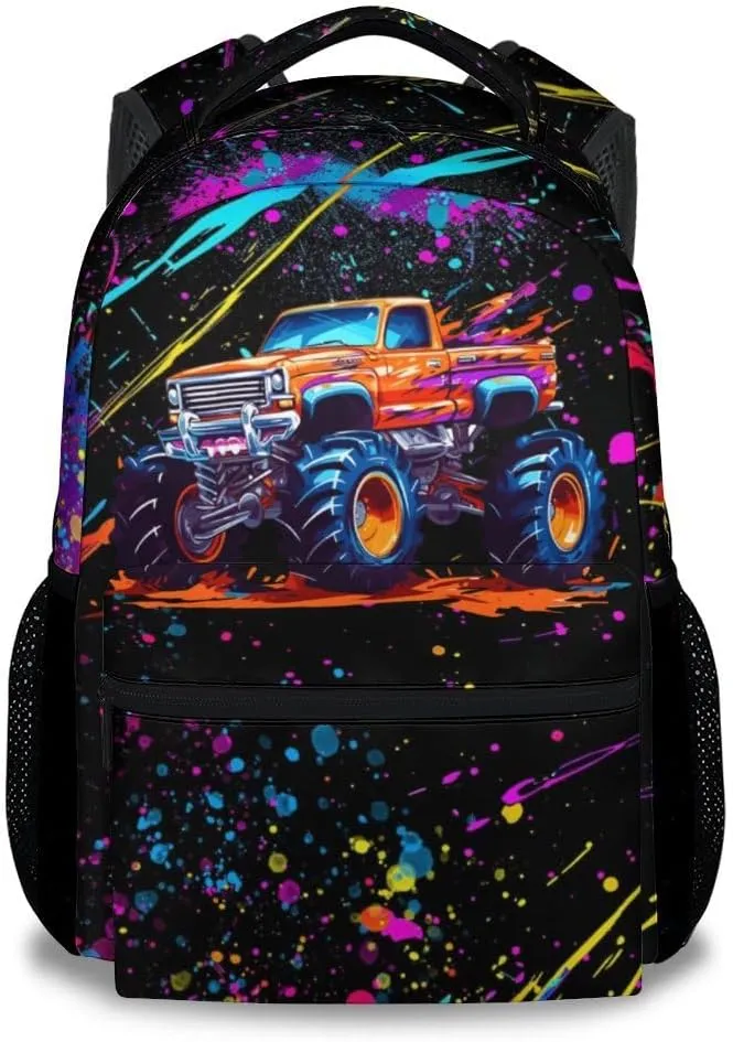 Truck Backpack for Boys, 17 Inch Colorful Backpacks for Kindergarten, Durable Bookbag for Teens