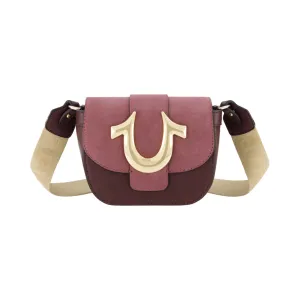 True Religion Mini Flap Suede Crossbody Bag - Wine