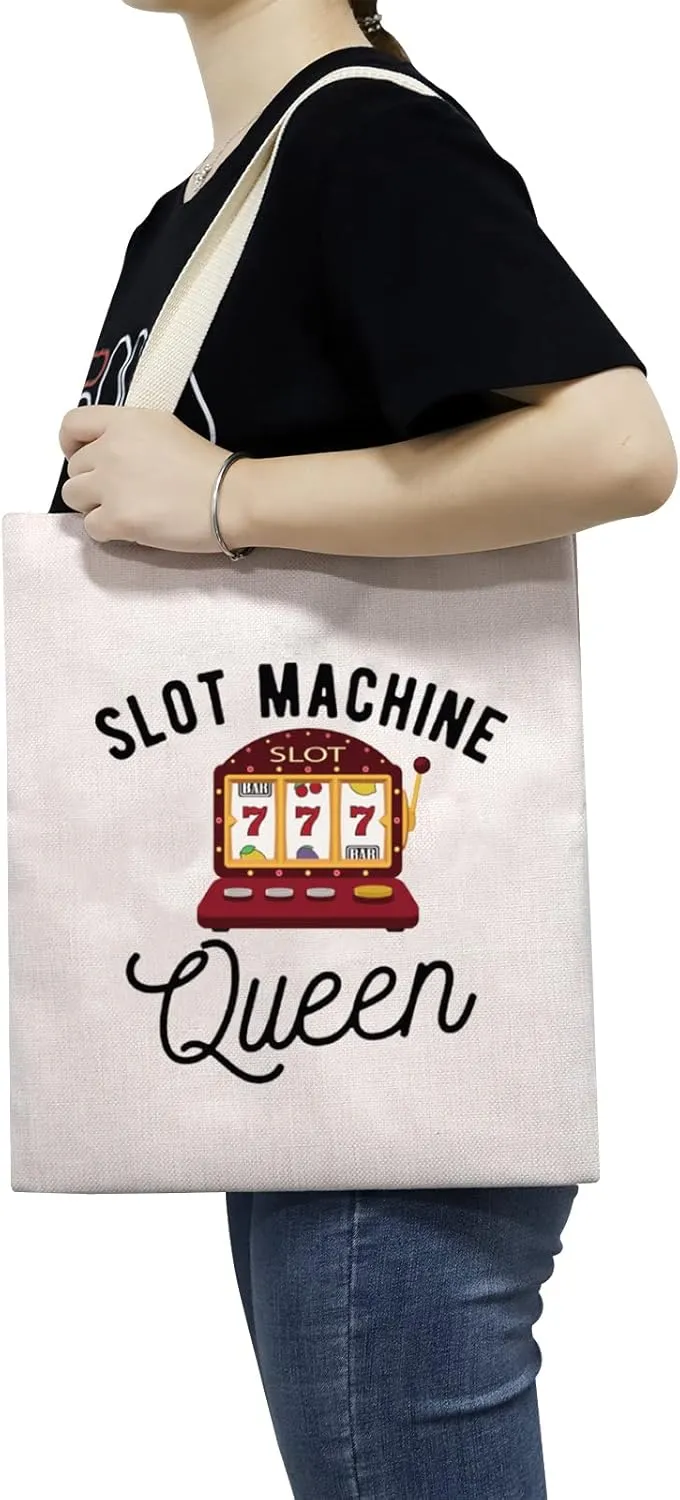 TSOTMO Slot Machine Casino Gambling Tote Bag Queen Of Gambler Slot Queen Tote Bag Gift For Gambling Lovers (Slot Canvas)