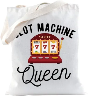 TSOTMO Slot Machine Casino Gambling Tote Bag Queen Of Gambler Slot Queen Tote Bag Gift For Gambling Lovers (Slot Canvas)