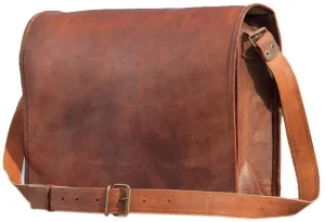 TUZECH Pure Rustic Leather Vintage Genuine Leather Cross-Body Messenger Satchel Bag with Extra Padding (11.3 Inches)