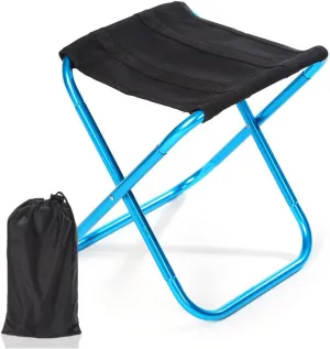 Ultralight Portable Folding Camping Stool with Carry Bag for Outdoor Fishing Hiking Backpacking Travelling (Lake Blue)