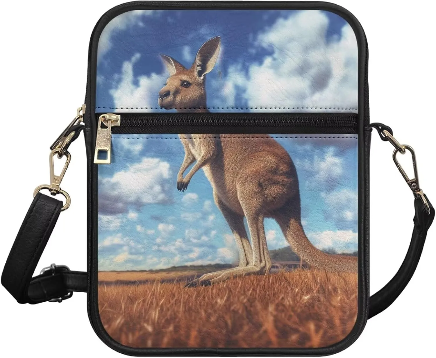 Unisex Leather Purses, Fashion Crossbody Bags Vintage Travel Shoulder Bag with Inside Card Slot for Music Festival