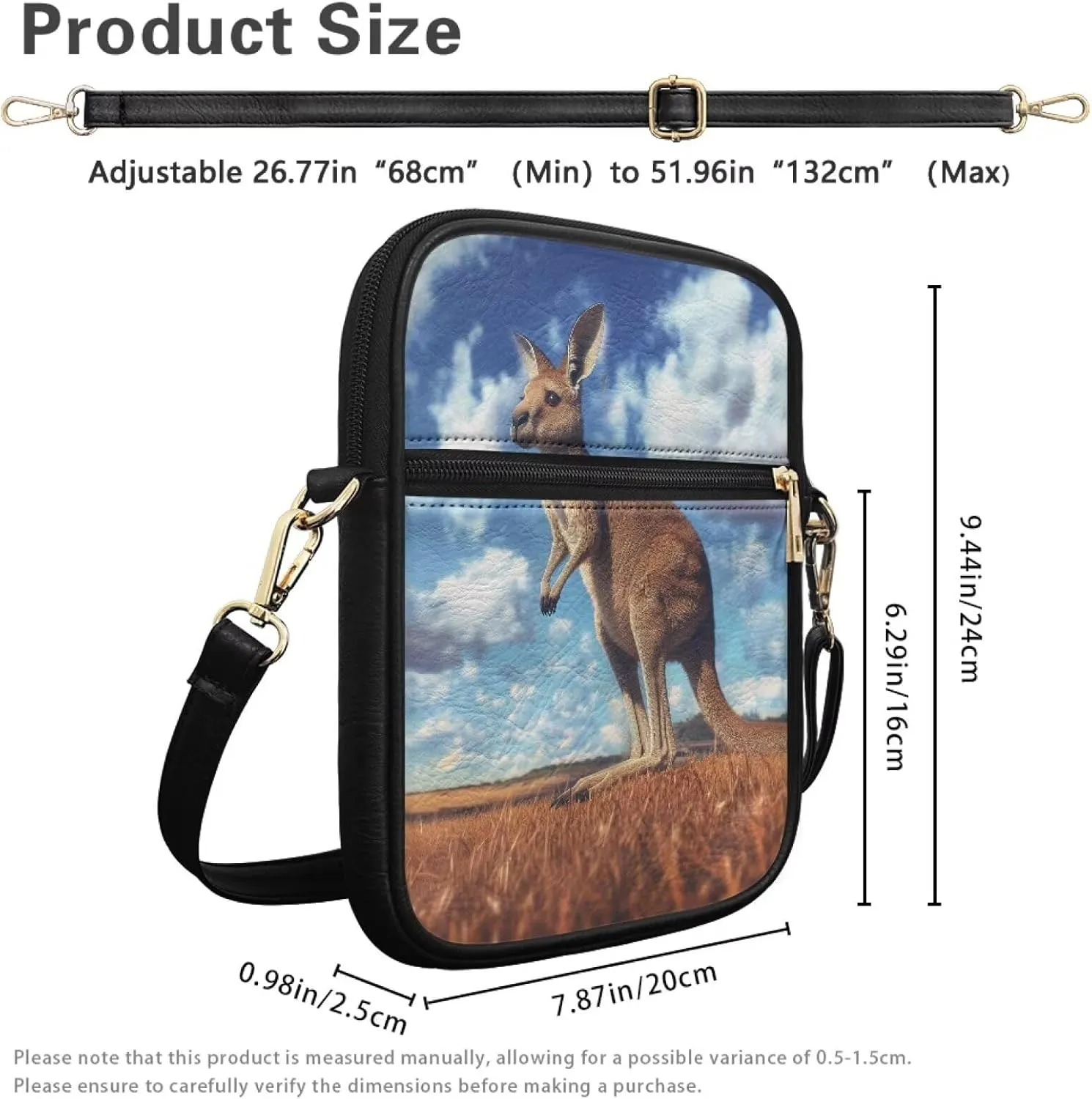Unisex Leather Purses, Fashion Crossbody Bags Vintage Travel Shoulder Bag with Inside Card Slot for Music Festival