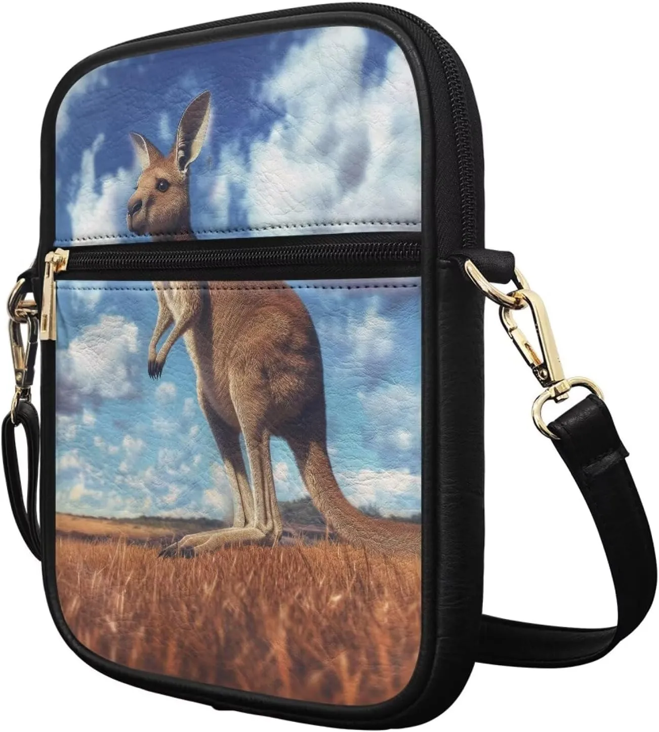Unisex Leather Purses, Fashion Crossbody Bags Vintage Travel Shoulder Bag with Inside Card Slot for Music Festival