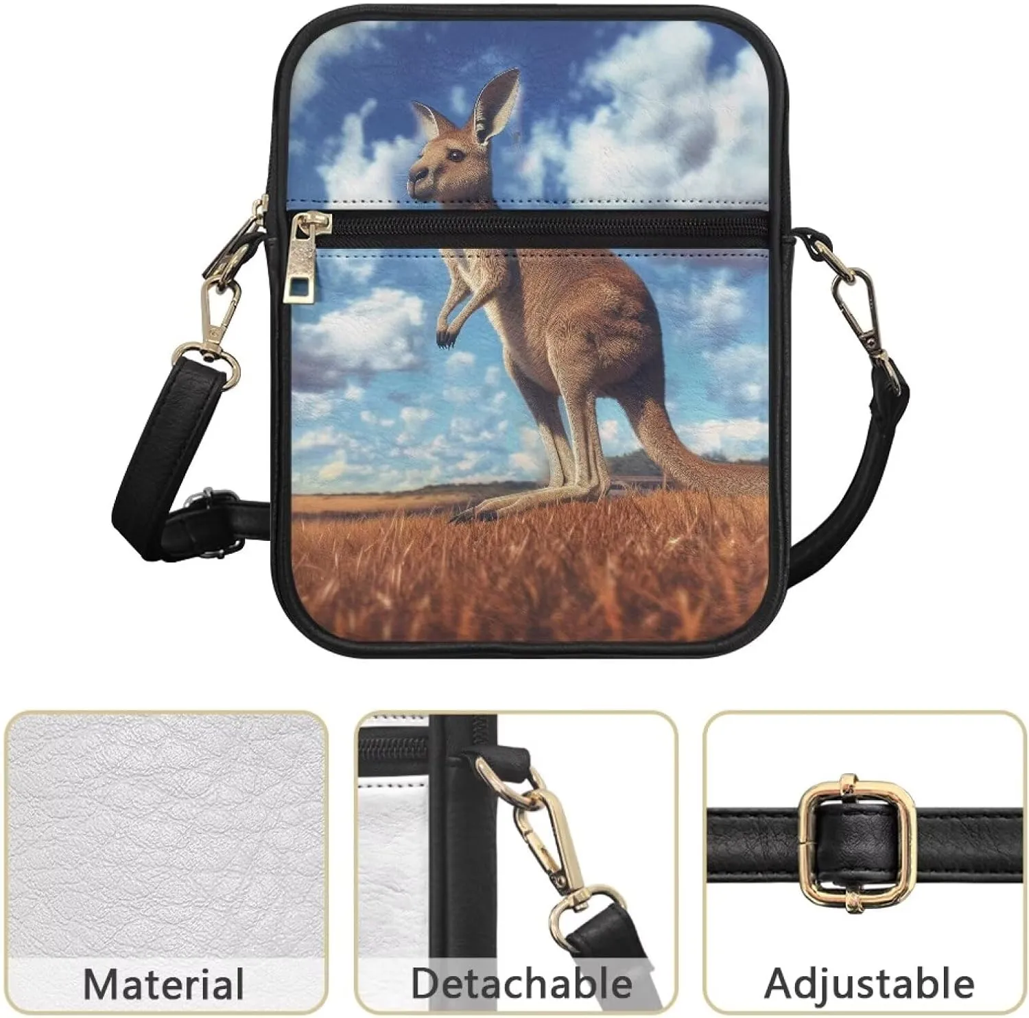Unisex Leather Purses, Fashion Crossbody Bags Vintage Travel Shoulder Bag with Inside Card Slot for Music Festival