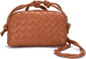 UPSONG Woven Crossbody Bags for Women，Fashion Leather Lightweight Handbags Shoulder Bag Phone Purse Ladies Messenger Bag