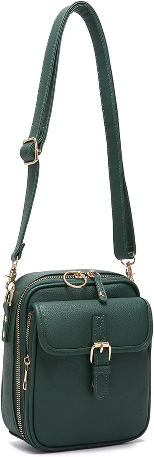 Urvashi Crossbody Bag,Tojoyride Crossbody Leather Bag,4 Colors,2 Large Pockets with Metal Zipper, for Casual Business