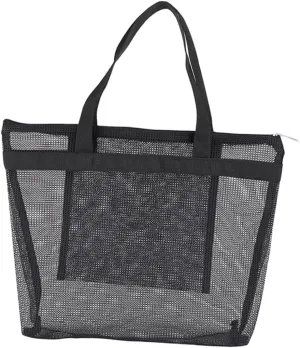 Vaguelly Portable Mesh Shower Tote Bag Multi Pocket Toiletry Organizer for Travel Gym Spa Beach Durable Quick Dry Design for College Students Campers Black