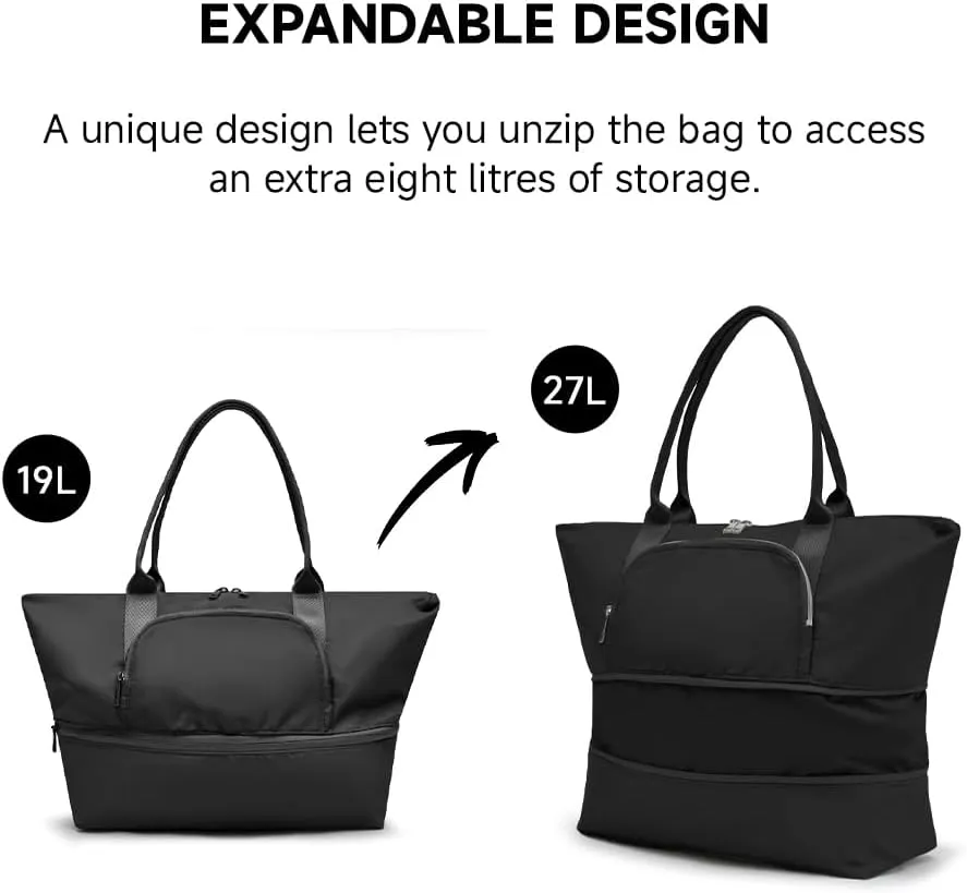 VAKAER Women's Tote Bag Carry on Bag with Luggage Sleeve Travel Duffel Weekender Overnight Expandable Bags for Sports Gym