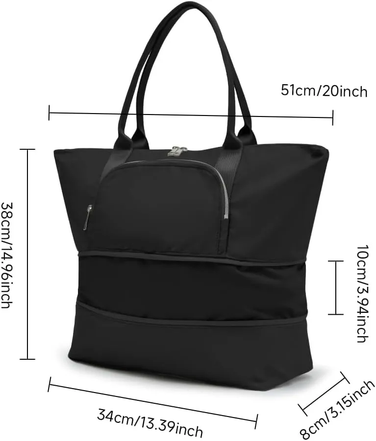 VAKAER Women's Tote Bag Carry on Bag with Luggage Sleeve Travel Duffel Weekender Overnight Expandable Bags for Sports Gym