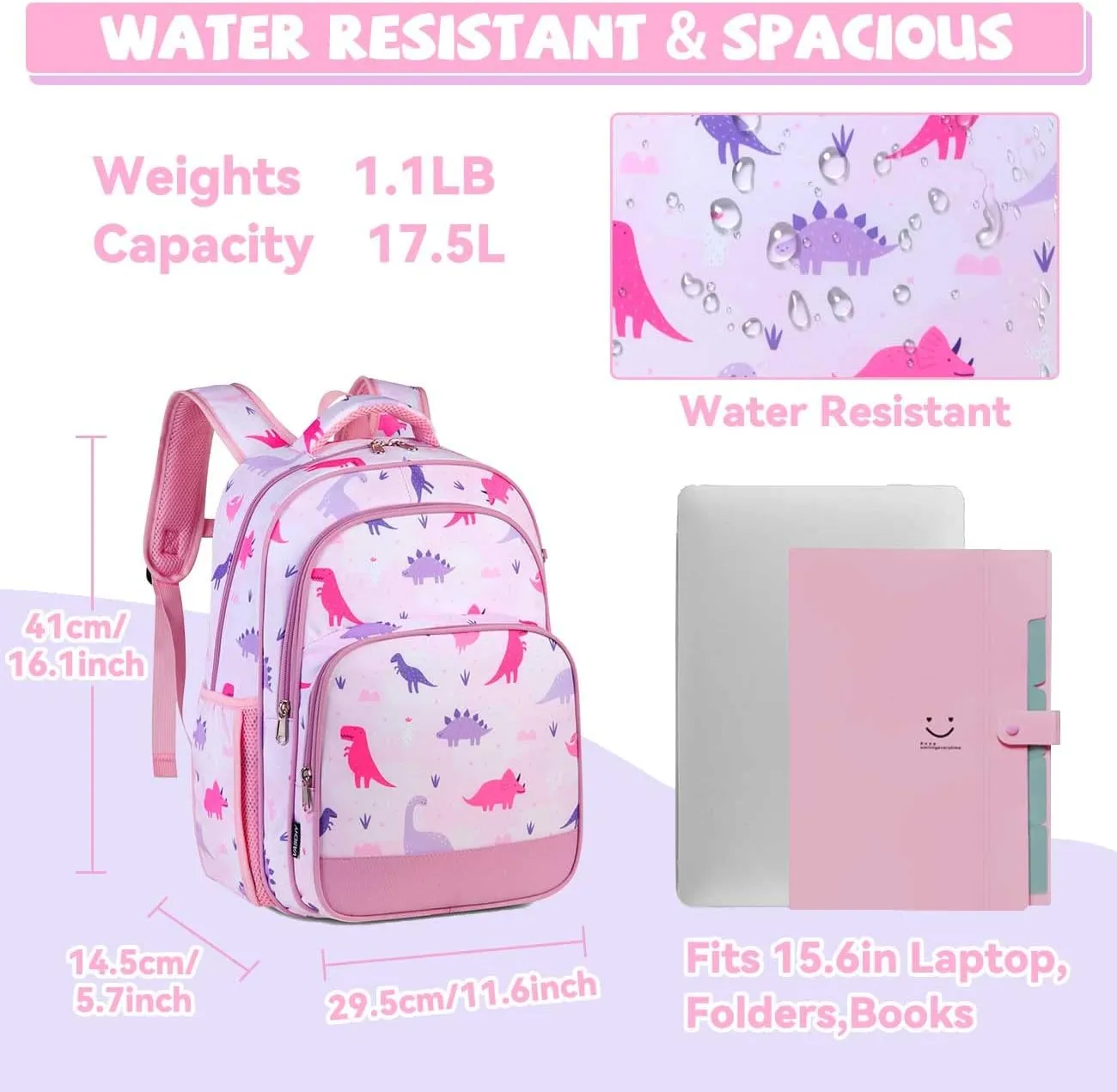 VASCHY Kids backpacks, 16in Water Resistant Boys Girls Backpack for Preschool/Primary/Elementary School Bookbag