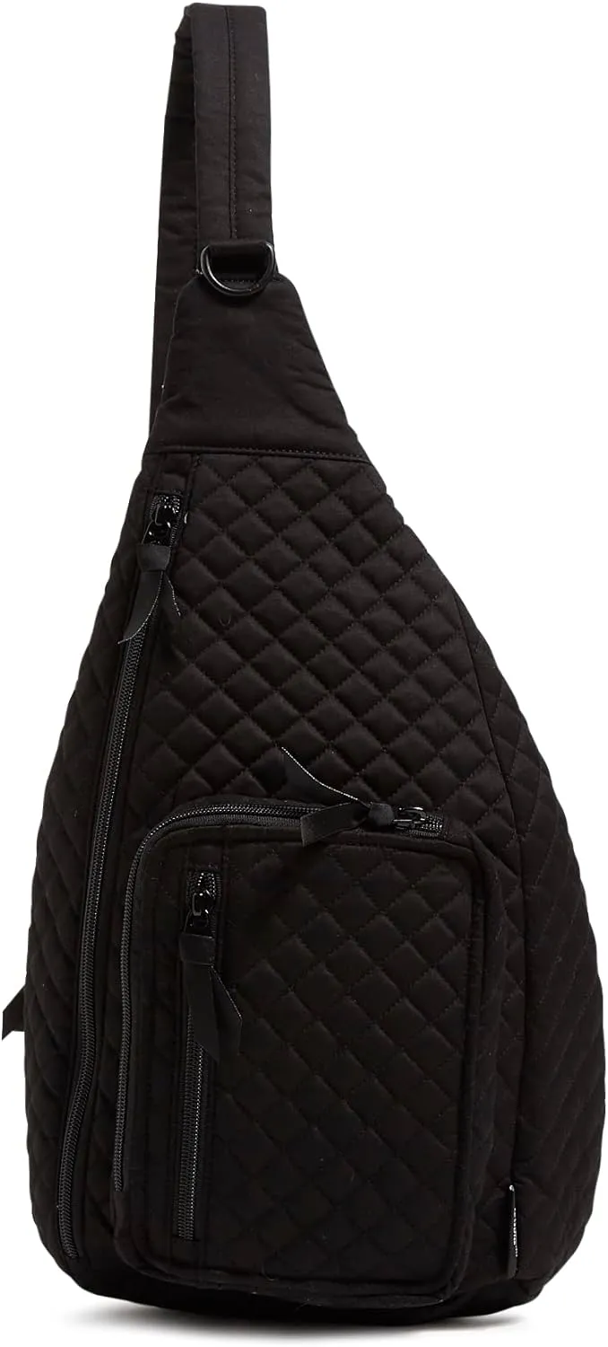 Vera Bradley Women's Cotton Sling Backpack, Black - Recycled Cotton, One Size