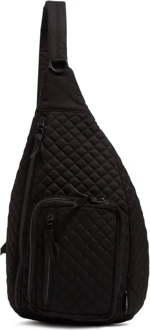 Vera Bradley Women's Cotton Sling Backpack, Black - Recycled Cotton, One Size