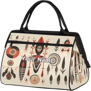 Vintage Egypt Print Travel Duffel Bag, Personalized Sports Gym Bag Custom for Women and Men Waterproof Overnight Weekender Carry On Tote Bags for Airplanes, Traveling, Gym, Football, Hospital Bag