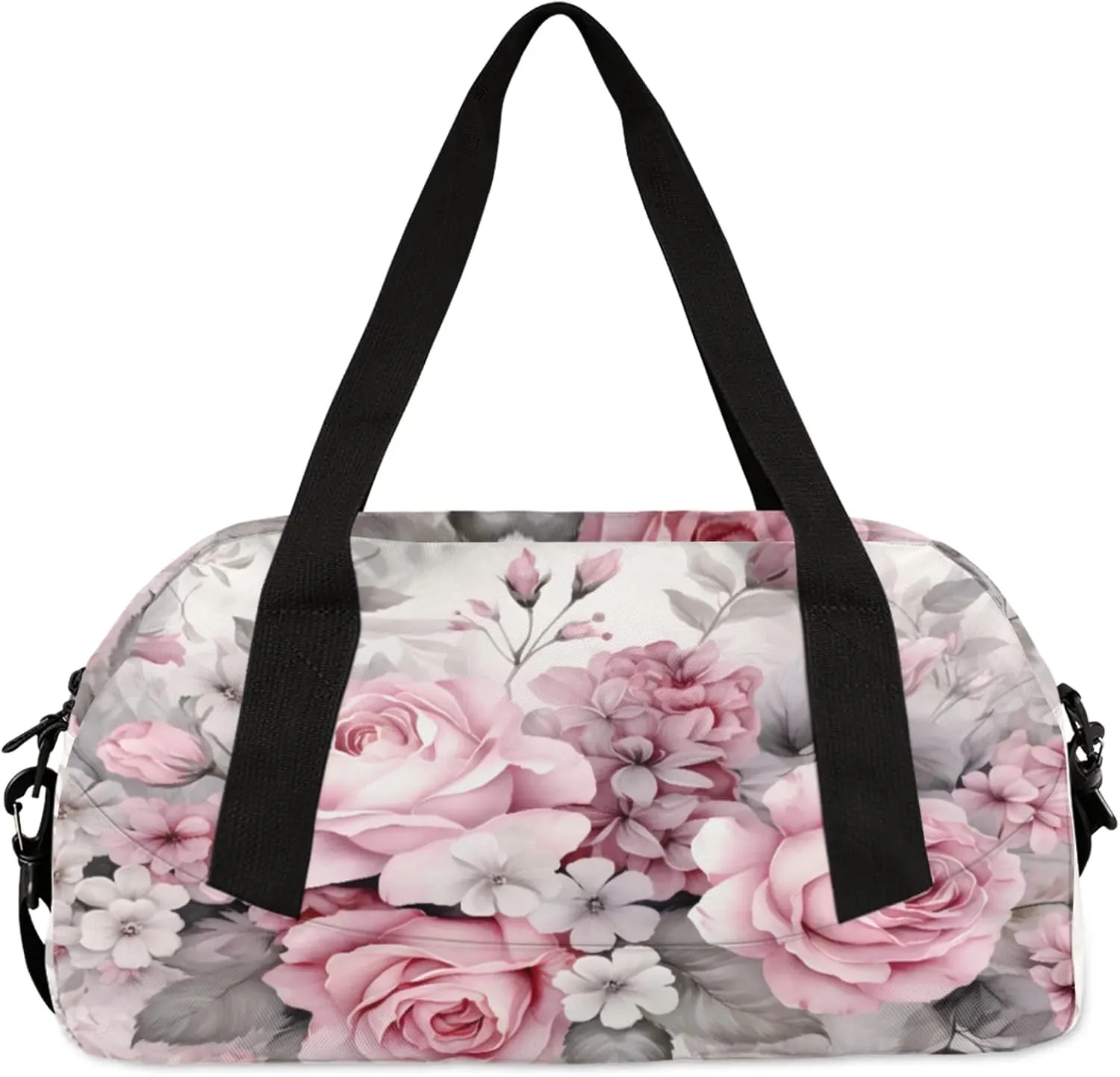 Vintage Pink Rose Kids Duffel Bag Lightweight Waterproof Sports Gym Bag with Front Zipper Pocket Foldable Weekender Overnight Bag for School Practice Gymnastic Ballet