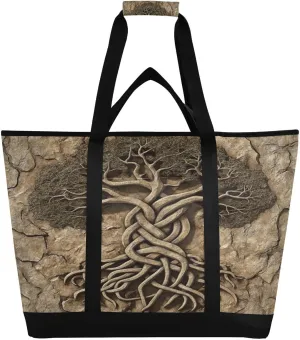 Vintage Tree Reusable Insulated Lunchbox Cooler Bag, Leakproof Kitchen Grocery Bag Collapsible Portable Cooler Tote Bag for Picnic, Camping, Office, Travel