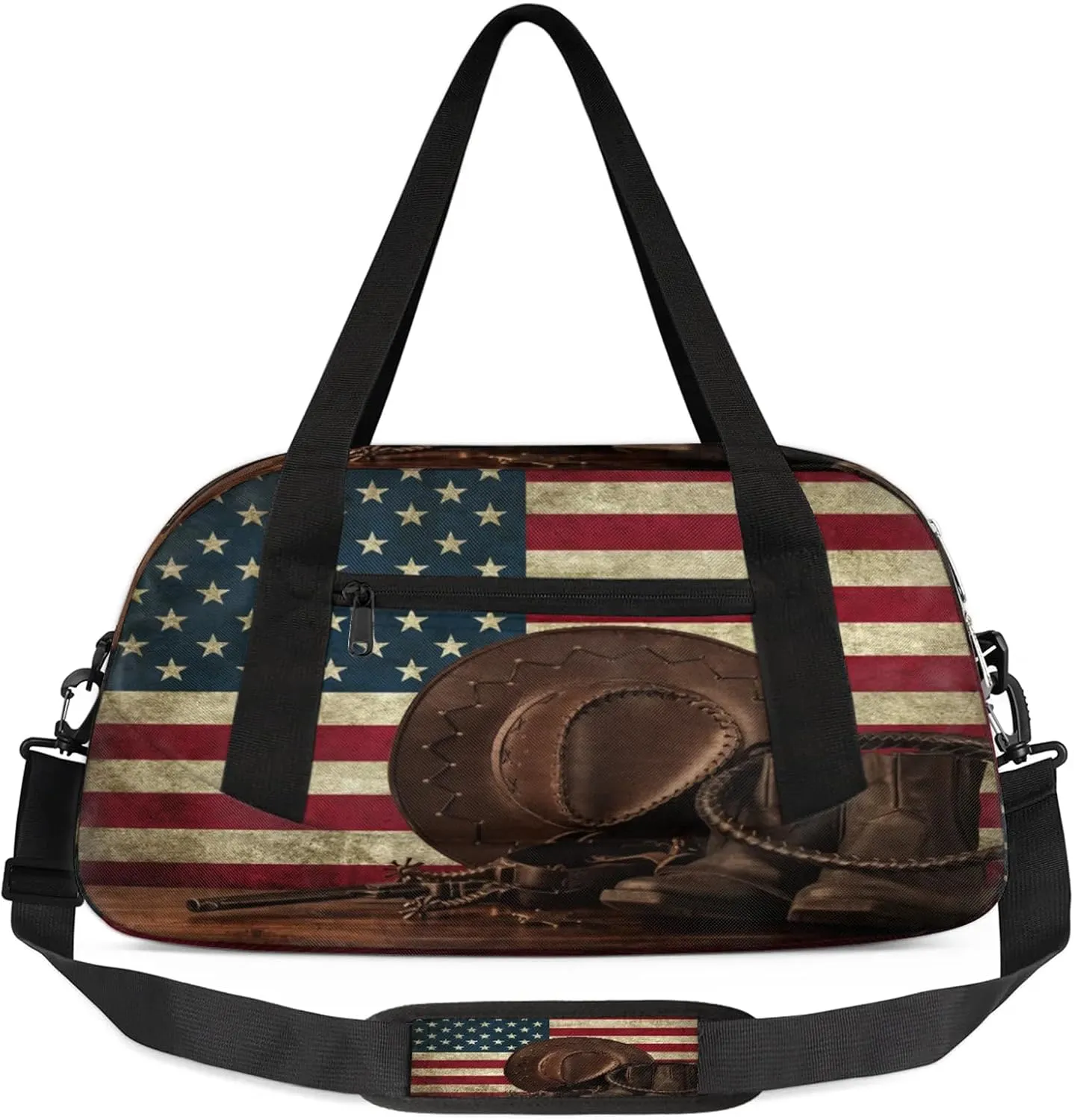 Vintage Usa Flag Kids Duffel Bag Lightweight Waterproof Sports Gym Bag with Front Zipper Pocket Foldable Weekender Overnight Bag for School Practice Gymnastic Ballet