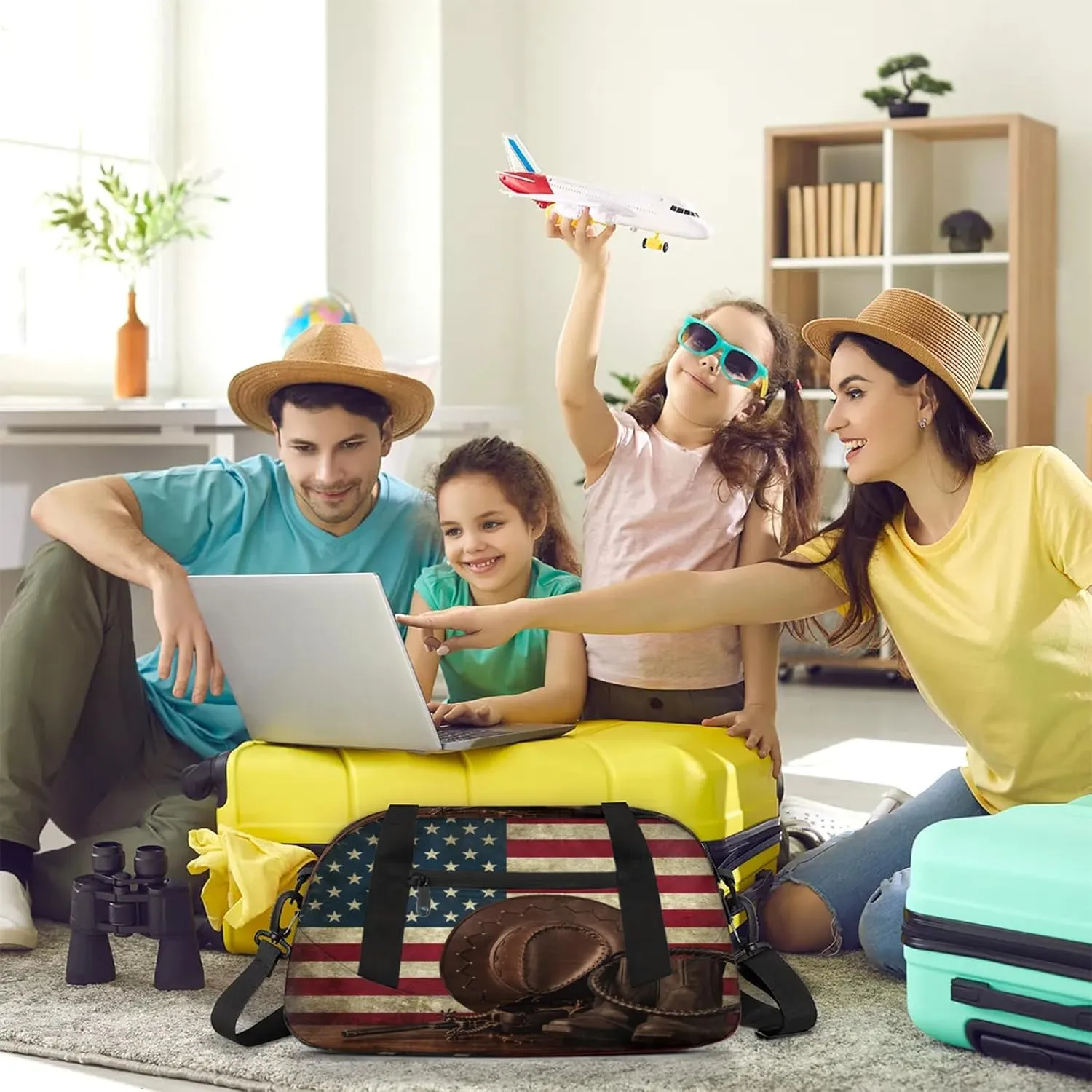 Vintage Usa Flag Kids Duffel Bag Lightweight Waterproof Sports Gym Bag with Front Zipper Pocket Foldable Weekender Overnight Bag for School Practice Gymnastic Ballet