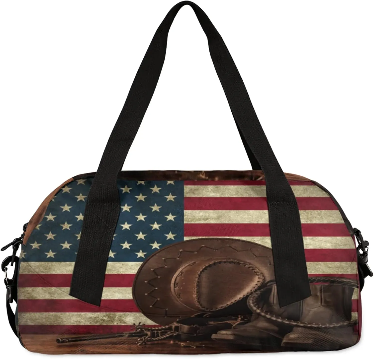 Vintage Usa Flag Kids Duffel Bag Lightweight Waterproof Sports Gym Bag with Front Zipper Pocket Foldable Weekender Overnight Bag for School Practice Gymnastic Ballet