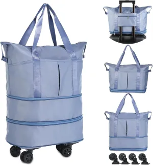 VOOWO Rolling Duffle Bag with Wheels, Expandable Foldable Duffel Bag with Wheels for Travel, Rolling Luggage Carry on Duffel Bag, Wheeled Travel Duffle Bag, Large Weekend Bag for Women & Men