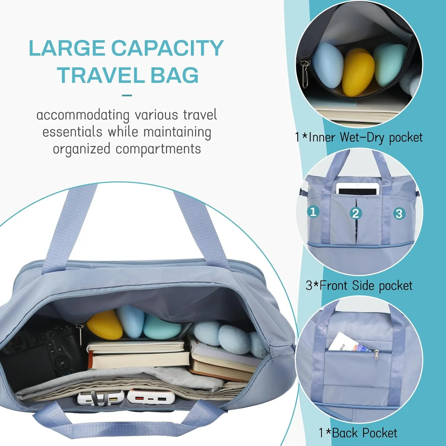 VOOWO Rolling Duffle Bag with Wheels, Expandable Foldable Duffel Bag with Wheels for Travel, Rolling Luggage Carry on Duffel Bag, Wheeled Travel Duffle Bag, Large Weekend Bag for Women & Men