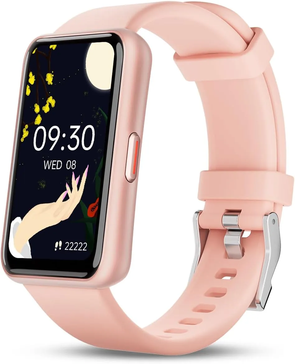 WalkerFit Fitness Tracker Watch for Women Men,Reloj Inteligente Mujer with Heart Rate Sleep Monitor,Waterproof Activity Tracker and Android Smart Watch for iPhone, Bright Pink