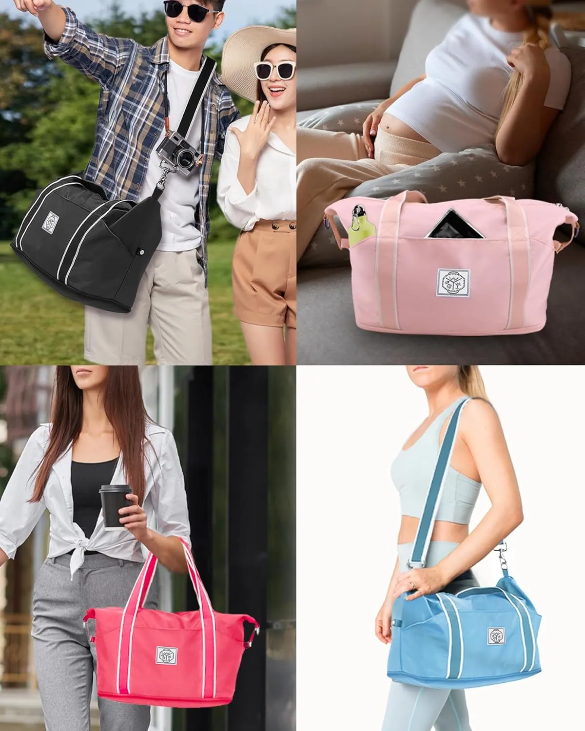 WALNEW Travel Duffel Bag, Weekender Overnight Carry On Bag Women Men, Foldable Waterproof Gym Luggage with Metal Buckle Strap
