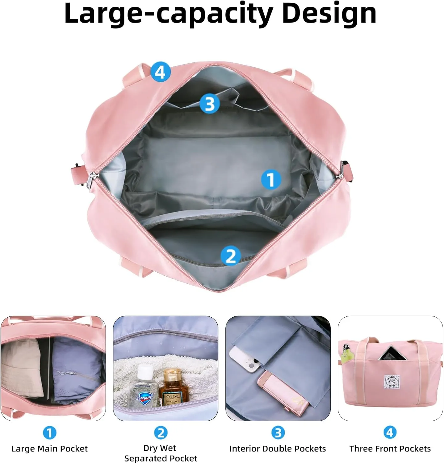 WALNEW Travel Duffel Bag, Weekender Overnight Carry On Bag Women Men, Foldable Waterproof Gym Luggage with Metal Buckle Strap