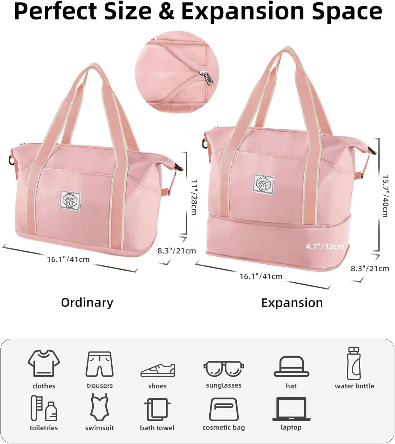 WALNEW Travel Duffel Bag, Weekender Overnight Carry On Bag Women Men, Foldable Waterproof Gym Luggage with Metal Buckle Strap