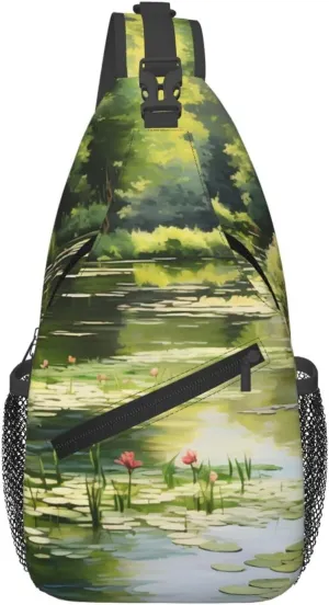 Water Lilies in the Pond Multifunctional crossbody chest bag, travel hiking crossbody backpack, men's crossbody chest bag shoulder bag